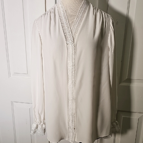 Carlisle 100% Silk Long Sleeve With Lace Blouse. Size 14. Elegant - Picture 1 of 12